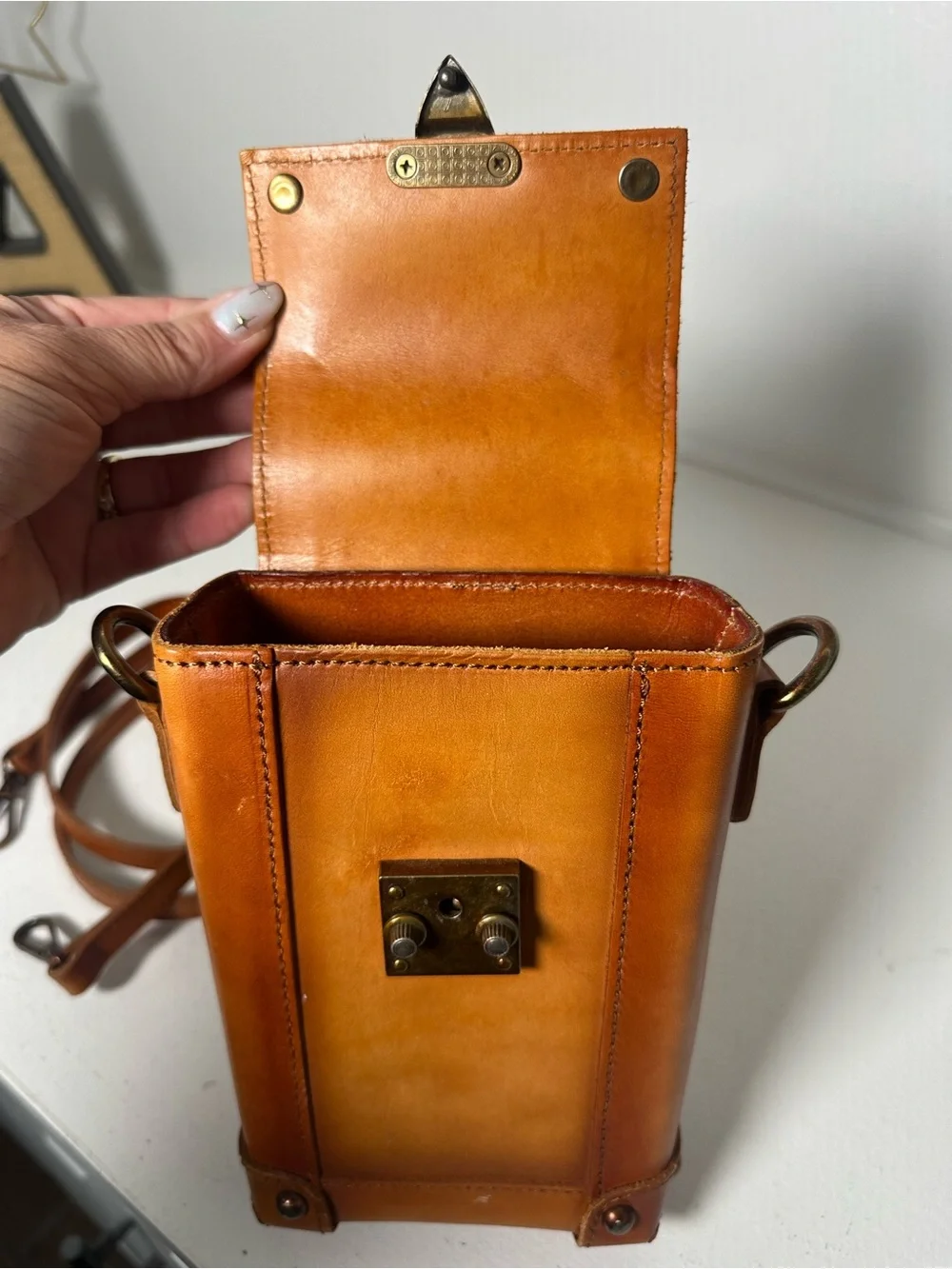 **SOLD**Montana West Leather Crossbody Bag 8x5 Tan Western Purse Mini - Picture 3 of 9